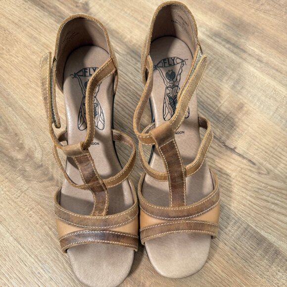 Fly London Brown Leather Wedge Strappy Sandal 39 - Picture 9 of 10